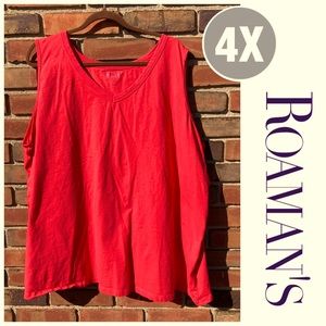 4X Roamans Sunset Red Cotton Comfy Tank Top NWOT
